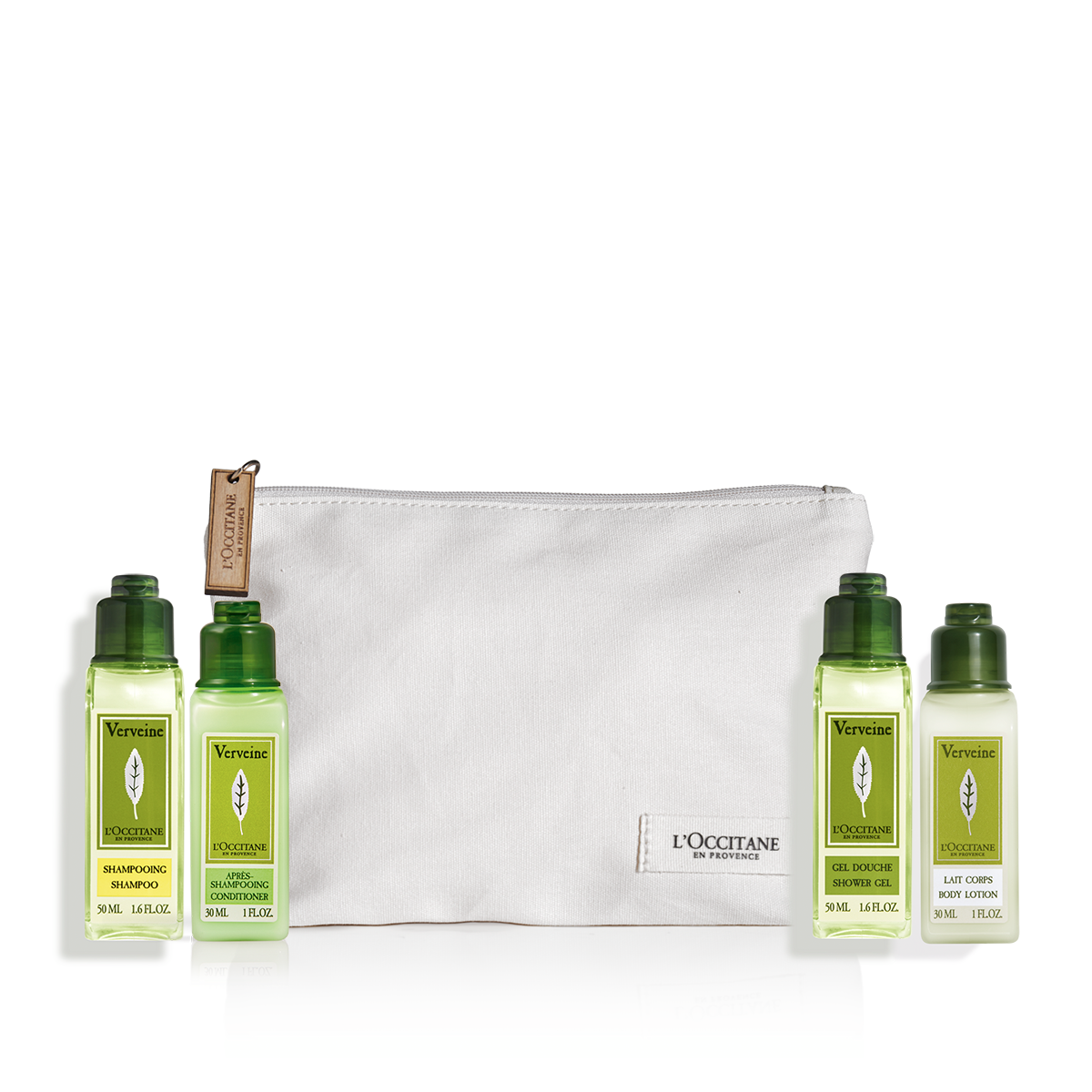 Мини набор для тела и волос "Вербена" в бежевой косметичке
