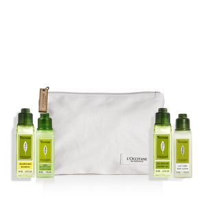 Мини набор для тела и волос "Вербена" в бежевой косметичке